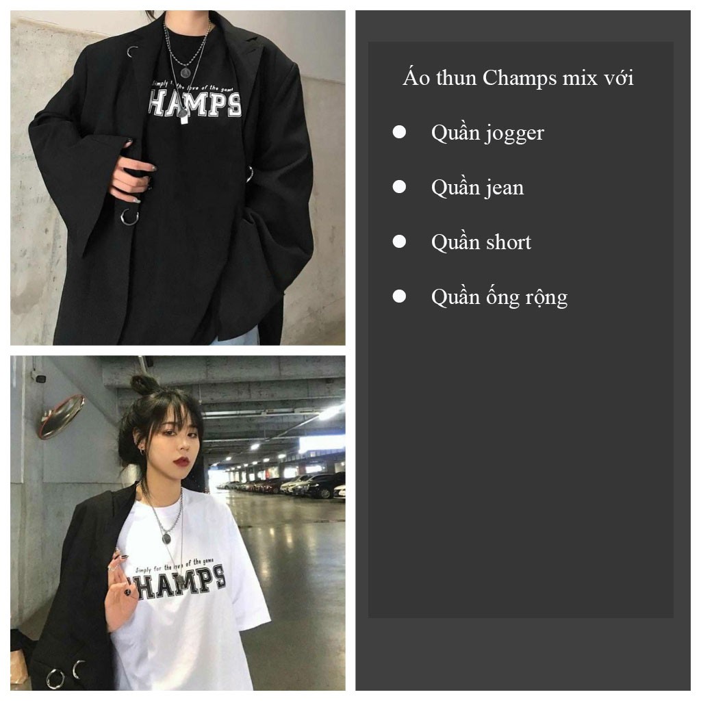 Áo thun tay lỡ Unisex áo phông form rộng nam nữ CHAMP chất thun cotton - VIETSTAR | BigBuy360 - bigbuy360.vn