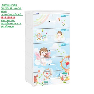 Tủ nhựa Duy Tân TABI S 5 ngăn- DƯƠNG MỚI- HỌA TIẾT NGẪU NHIÊN- GIAO NHANH 1H