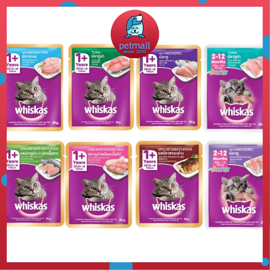 Pate WHISKAS cho mèo con, pate mèo trưởng thành gói 80g