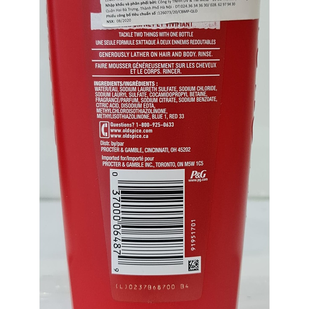 Sữa Tắm Gội Nam OLD SPICE 532ml USA