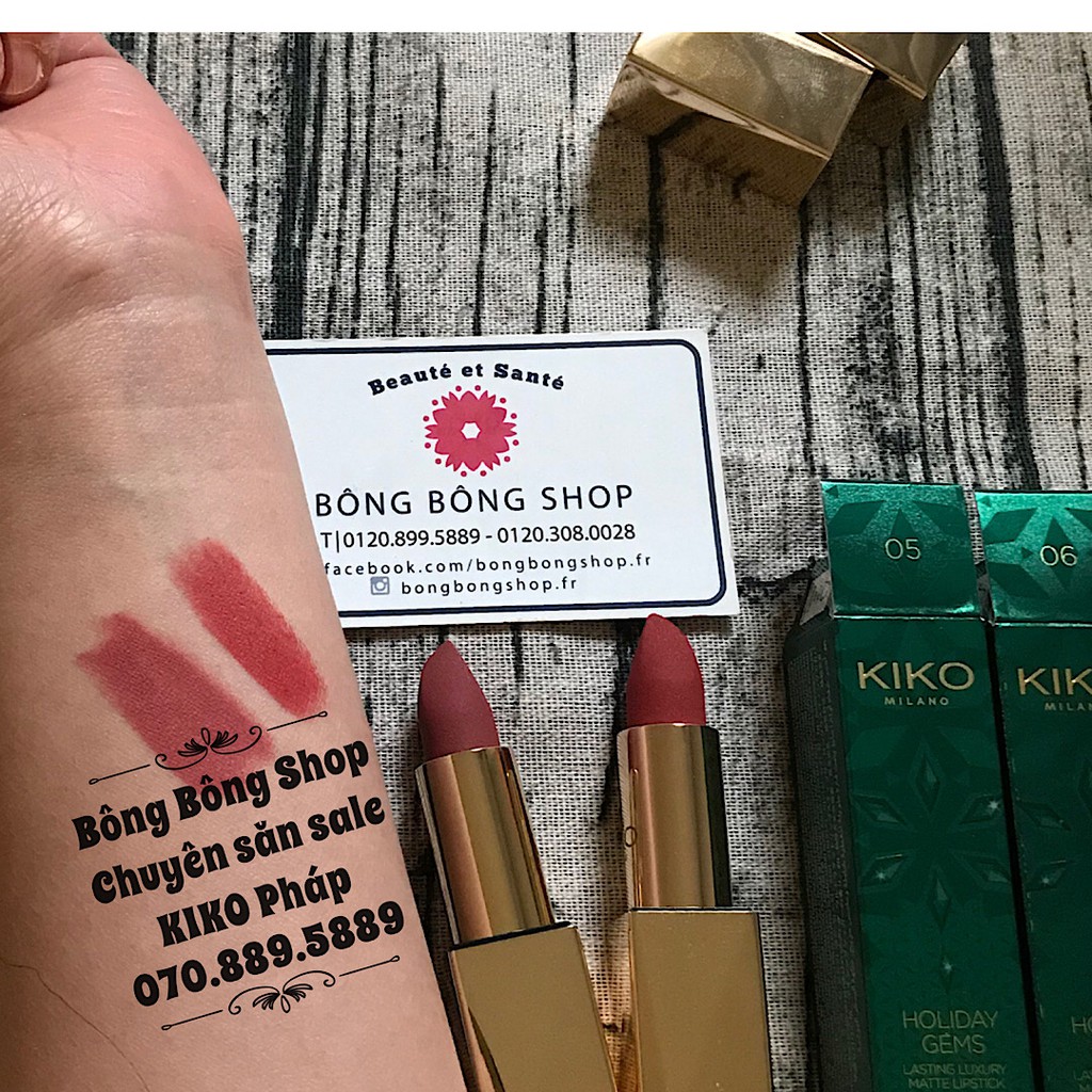 (Chuẩn Pháp-Son mới giá sale) Son lì KIKO Holiday Gems Lasting Luxury Matte Lipstick