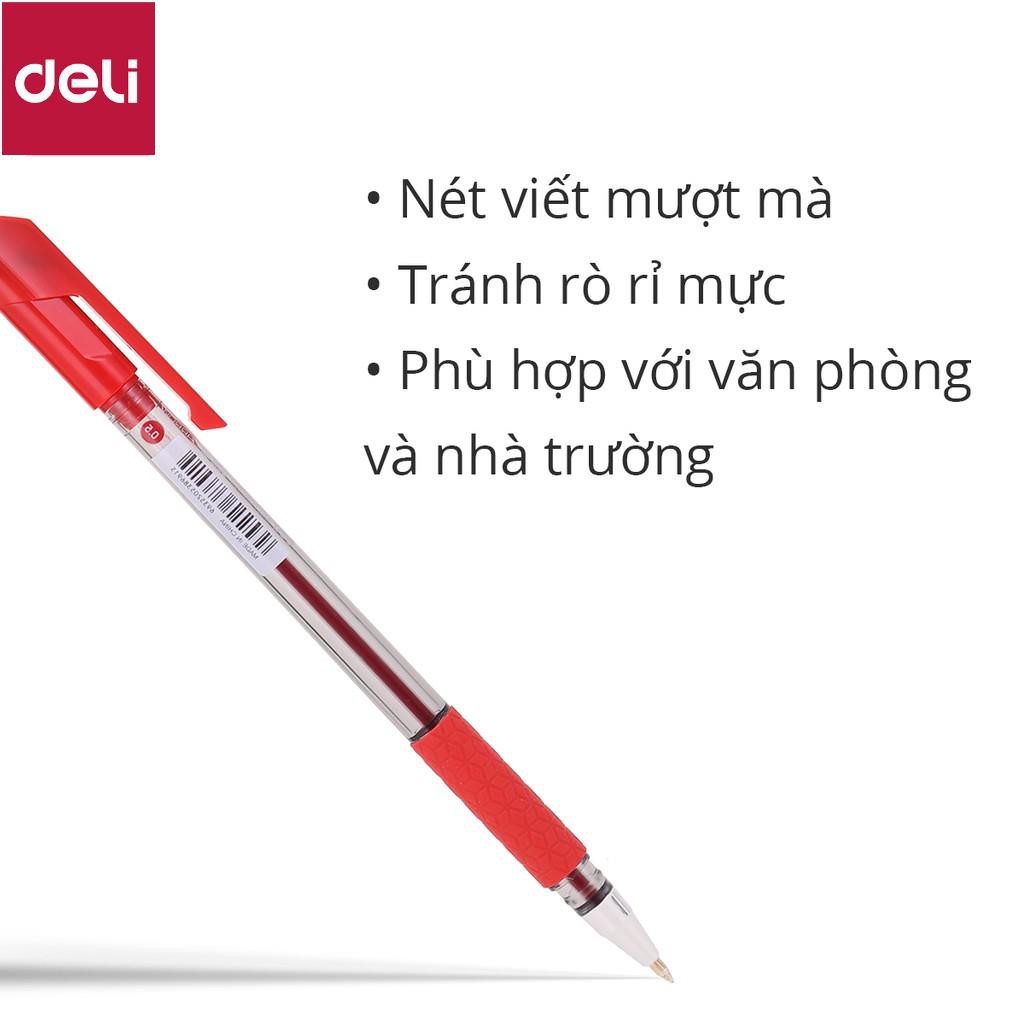 Bút bi dầu Deli - 0.5mm/0.7mm/1.0mm nắp đậy - mực Xanh/Đen/Đỏ- 12 cây/hộp - EQ01530/EQ01630/EQ01730 [Deli]