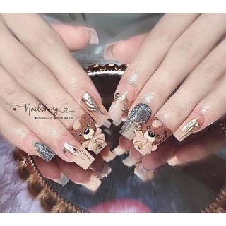 Charm gấu bột trang trí móng phong cách Hàn Quốc
