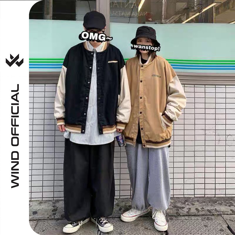 Áo khoác dù bomber Wind unisex form rộng Wanstop bóng chày oversize ulzzang