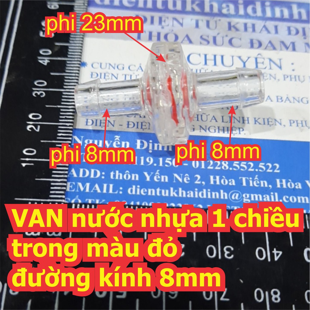 3 cái VAN nước nhựa 1 chiều trong màu đỏ đường kính 8mm kde6422