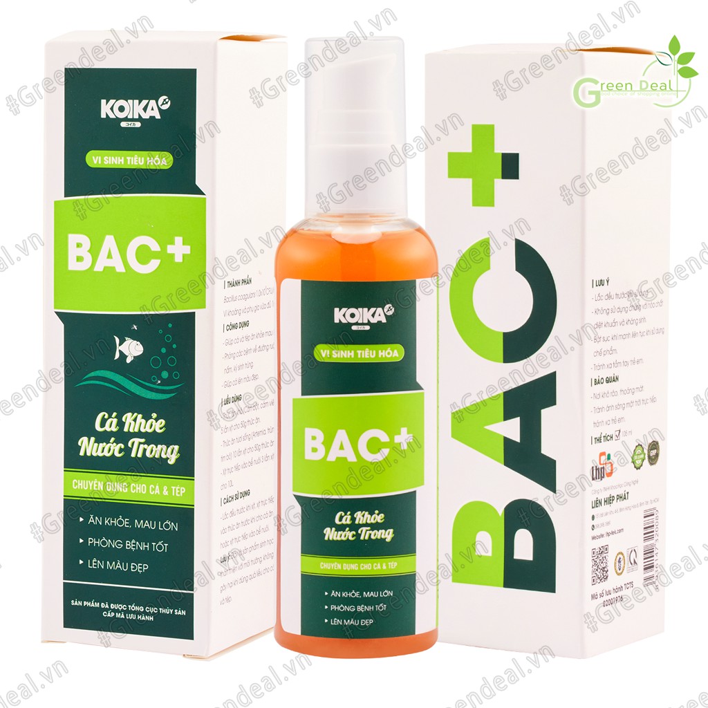 KOIKA - BAC+ (Chai 105 ml) | Men vi sinh hỗ trợ tiêu hóa cho cá cảnh thủy sinh