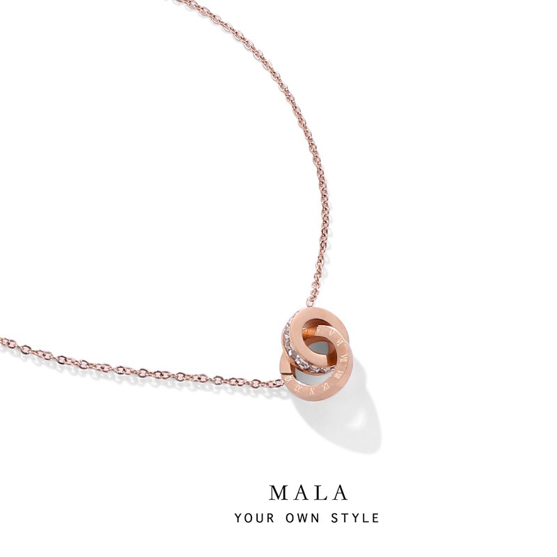 Vòng cổ MAYEBE LAVEND thép titan mạ vàng 18k mặt hình số la mã phong cách retro Hàn Quốc cho cặp đôi