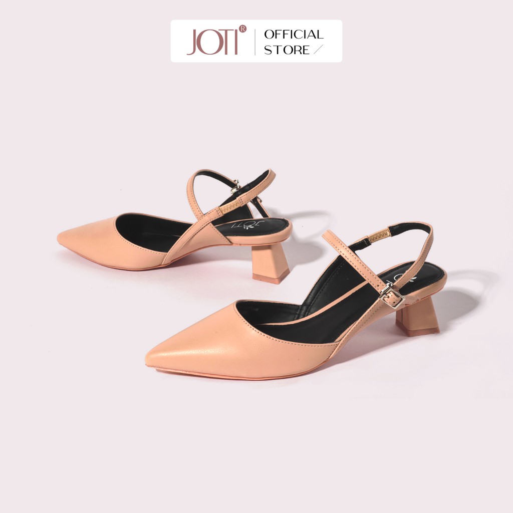 Giày Cao Gót Nữ JOTI Lolita 3269VN5 - Mũi Nhọn Hở Gót Đế Trụ Vuông Cao 4cm Da Mờ - Mang Công Sở Dự Tiệc