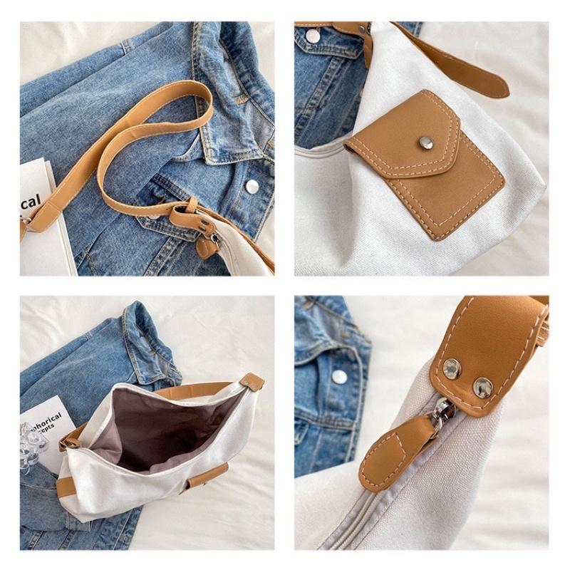 Túi đeo chéo quai da có túi hộp đi chơi, đi học(có sẵn)