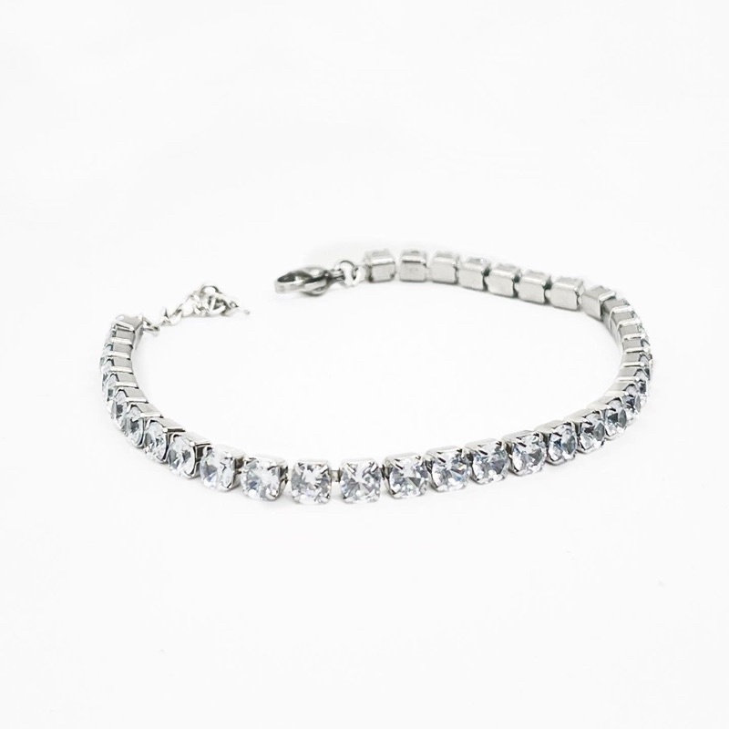 Lắc Tay Titan Đính Đá Vuông Màu Silver Thời Trang