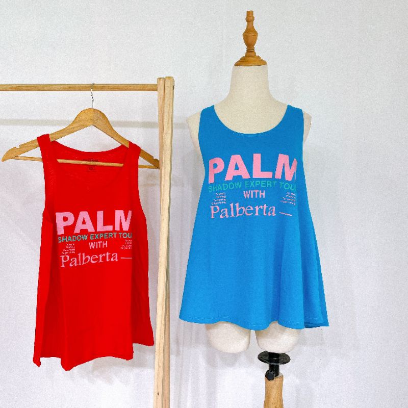 Áo ba lỗ nữ tanktop cổ tròn form rộng dáng xòe in chữ palm đơn giản sát nách cotton không tay mặc nhà mát