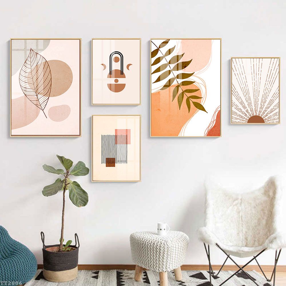[KÈM KHUNG KHỔ LỚN] Tranh bộ 5 bức boho minimalist tối giản hiện đại decor treo tường trang trí- MELYHOME