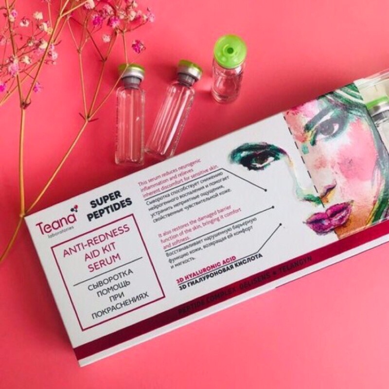 Serum Tean Super Peptides Anti-redness Aid Kit giảm sưng, mẩn đỏ, mụn, phục hồi da họp 10 ống