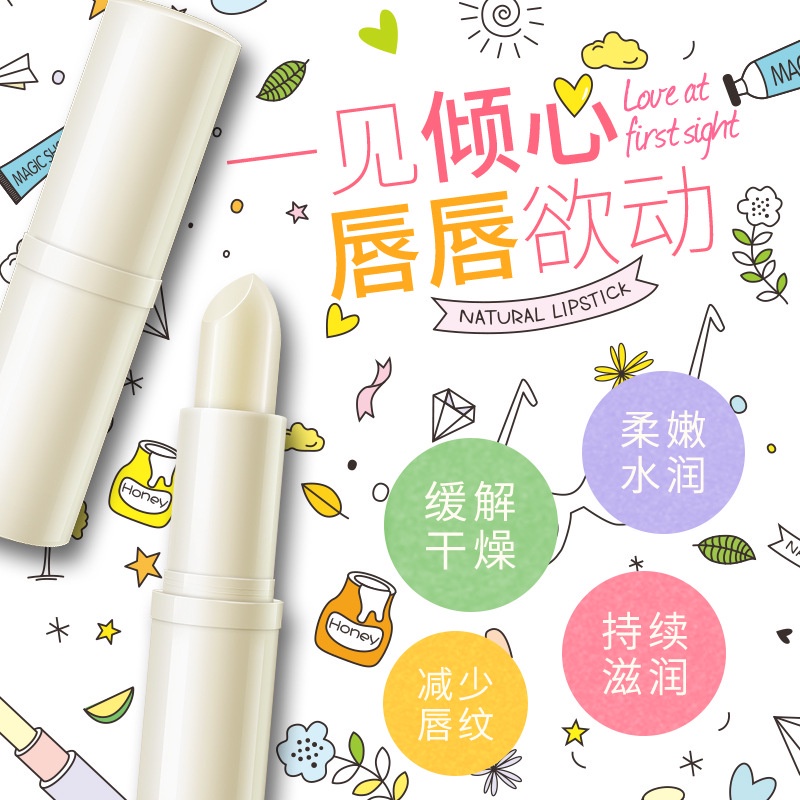 [Hàng mới về] Son dưỡng môi chiết xuất mật ong không màu dưỡng ẩm chống khô môi Meijixiuer
