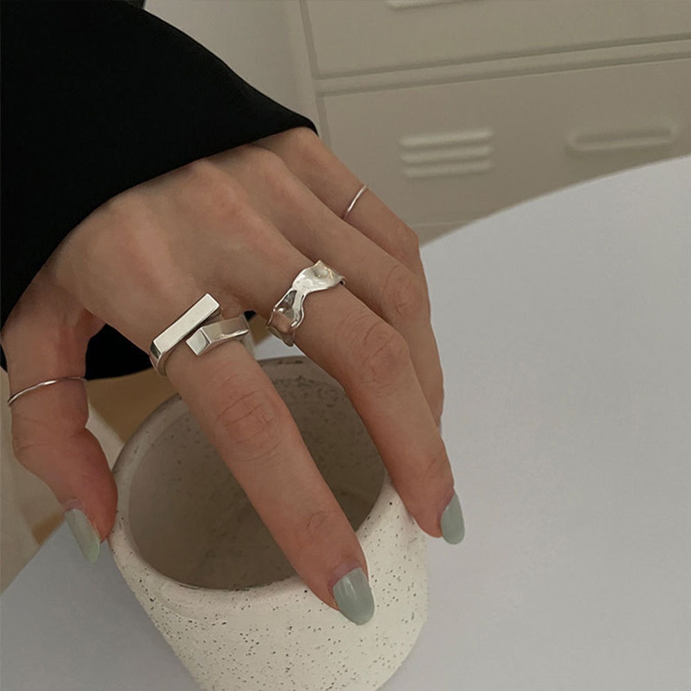 Nhẫn Đeo Tay Kim Loại Thiết Kế Hình Học Thời Trang Hàn Quốc Cho Nữ