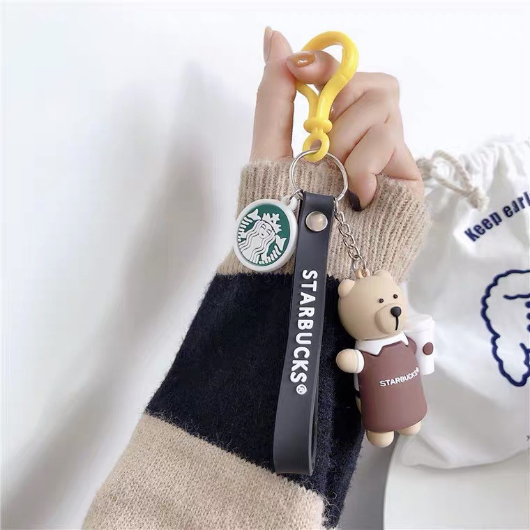 Bear Vỏ bảo vệ hộp sạc tai nghe airpod 1 / 2 Bluetooth không dây chất liệu silicon hình cốc Starbucks dễ thương