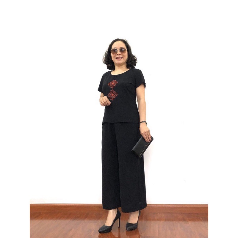 SNU37 - BỘ ĐŨI QUẦN DÀI ÁO CỘC THÊU THOI CÚC BỌC CHO MẸ | BigBuy360 - bigbuy360.vn