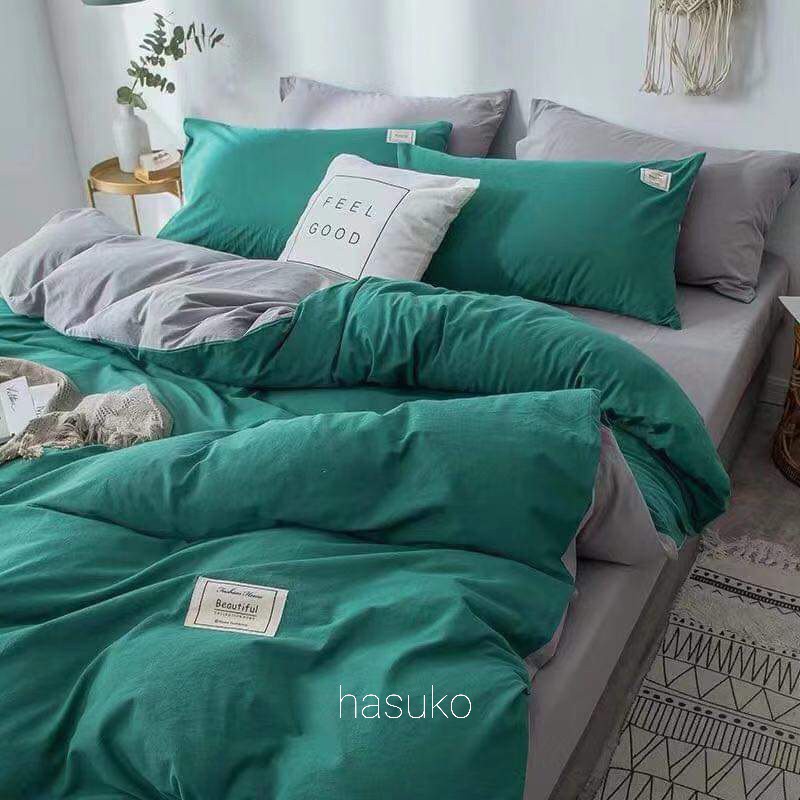 Bộ 4 món chăn ga gối cotton tici bọc đệm siêu mềm mịn HASUKO cho đệm cao trên 20cm đến 30cm(ghi chú độ cao đệm)