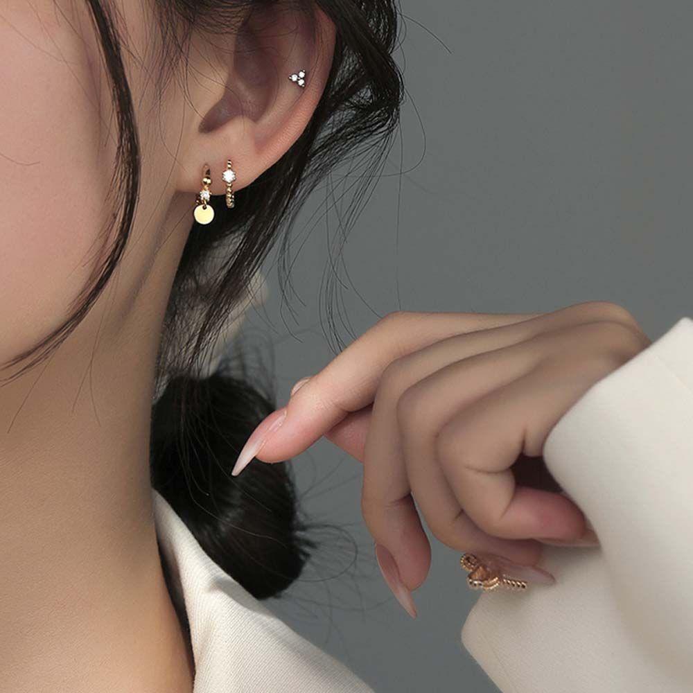 QQMALL Bông Tai Lục Giác / Tròn / Hình Học Cá Tính Cho Nữ
