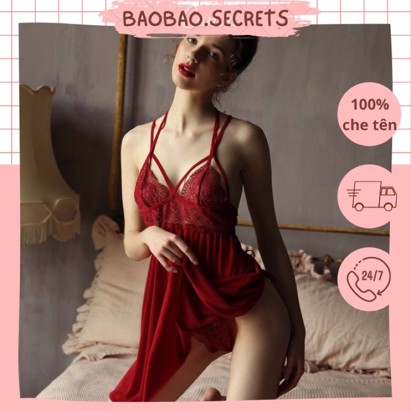 Váy ngủ ren sexy, váy ngủ quyến rũ hở lưng cao cấp kèm quần chip Hanna.secrets