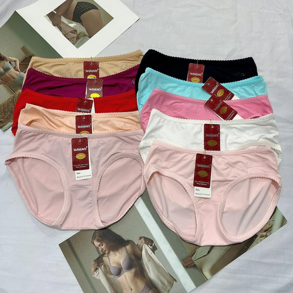 Quần lót nữ thun lạnh trơn Wimmy cạp vừa chất liệu mềm mịn thoáng mát size 50kg-60kg