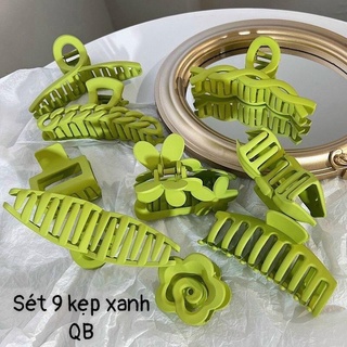 Set 9 kẹp ngoạm xanh lá