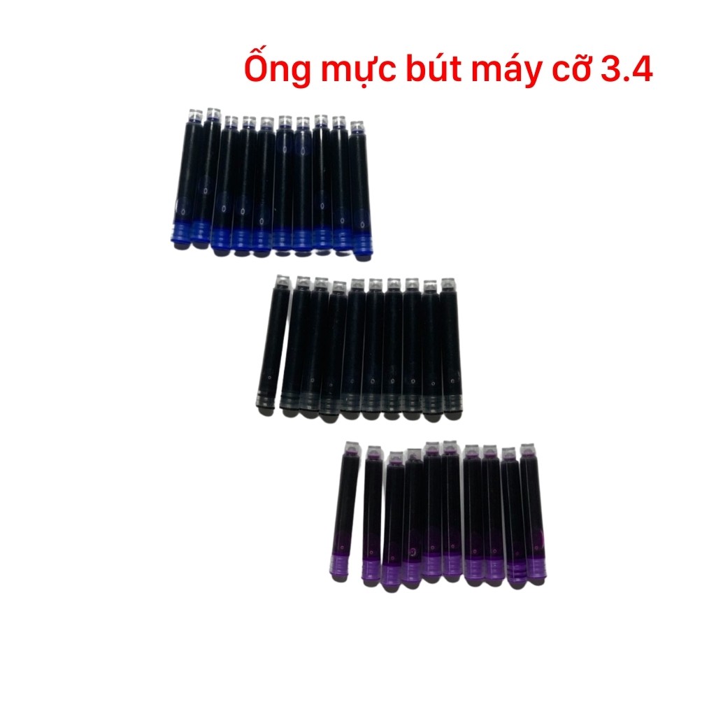 Ống Mực Bút Máy, Ống Mực Thay Thế Cỡ 3.4 mm Vừa Với Nhiều Loại Bút Máy - Combo 10 ống