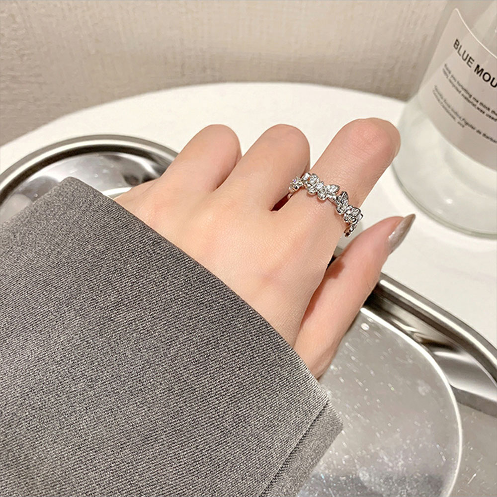 Nhẫn hợp kim họa tiết bươm bướm đính đá đáng yêu cho nữ