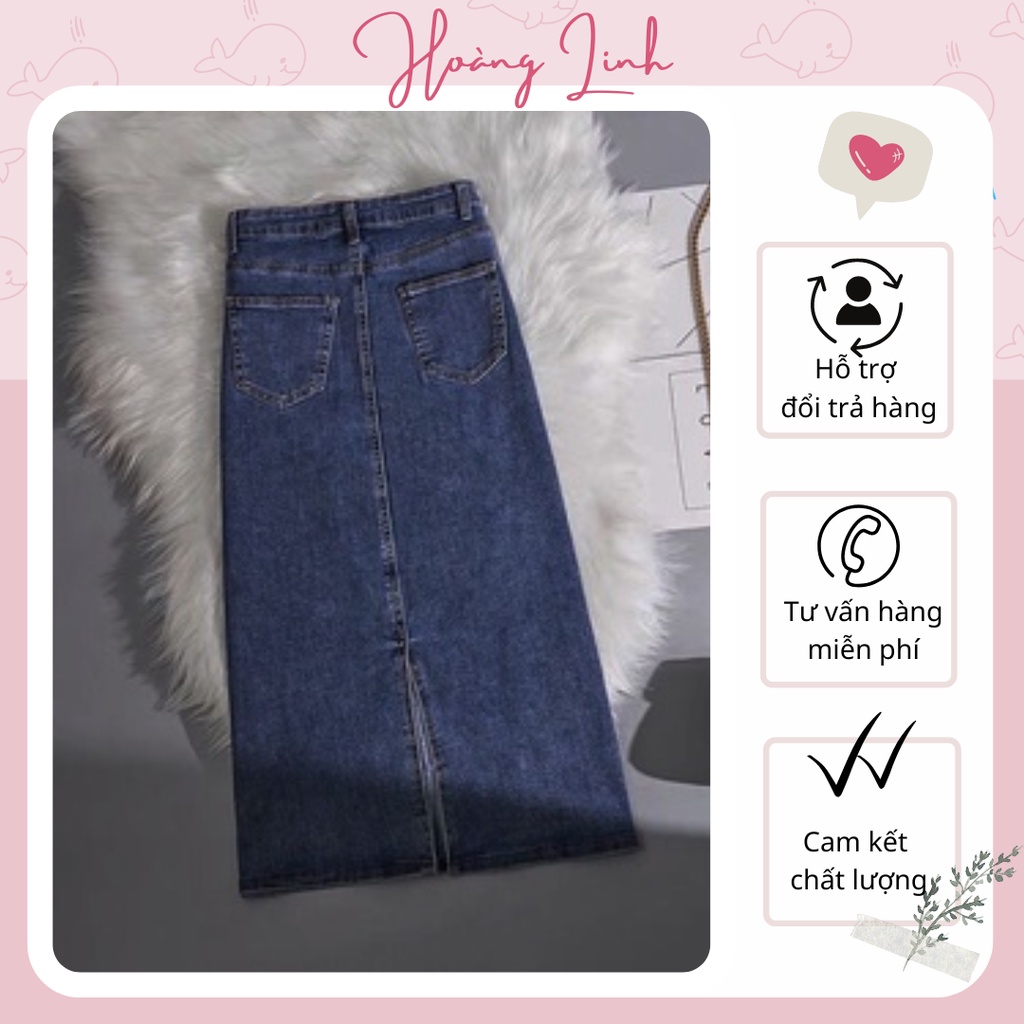 Chân Váy Jeans Cạp Cao Xẻ Sau Phòng Cách Hàn Quốc mã VD01