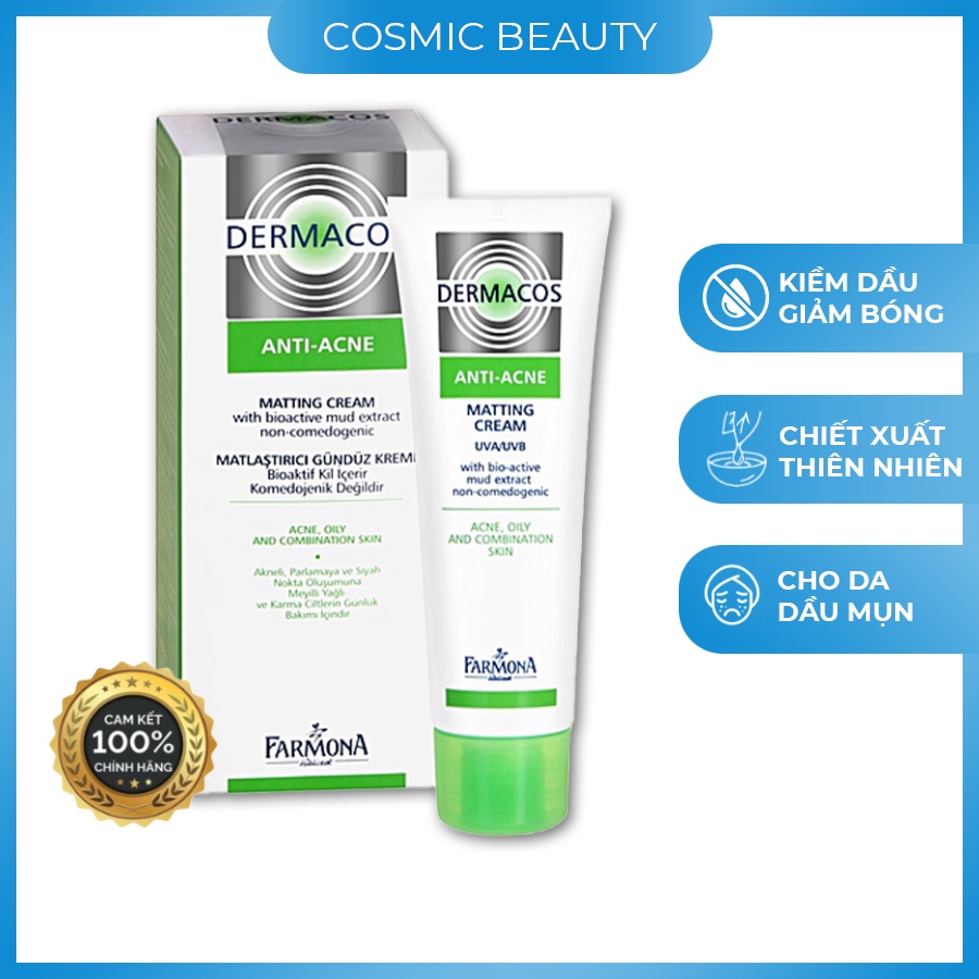 Kem Dermacos Giảm Bóng Nhờn, Ngừa Mụn Farmona Dermacos Anti Acne Matting Cream 50ml