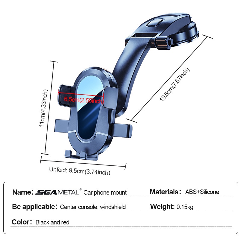 Giá đỡ điện thoại GPS SEAMETAL gắn cổng thoát khí xe hơi xoay 360 độ có giác hút hỗ trợ điều hướng cho loại 4.0-6.7inch
