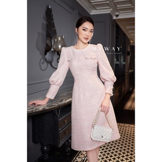 Đầm nữ dạ tweed thiết kế my way túi nắp sang trọng 6md0669