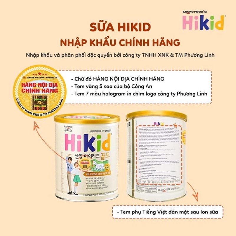 Sữa Bột Hikid cho bé từ 1 tuổi hộp 600g Date 10/2023