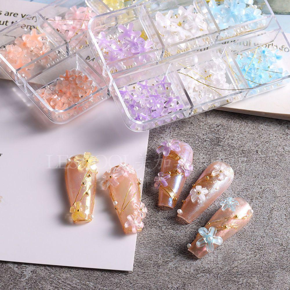MOCHO Hạt Cườm Hình Bông Hoa Đính Móng Tay Nghệ Thuật