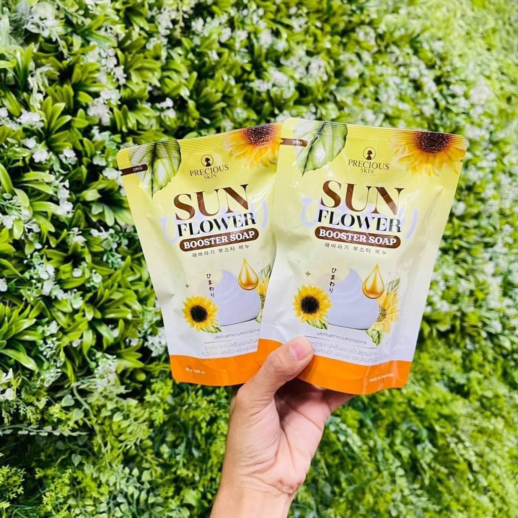 01 Xà Bông Phục Hồi Dưỡng Trắng Da Hoa Hướng Dương Sun Flower Booster Soap Thái Lan 80gramm