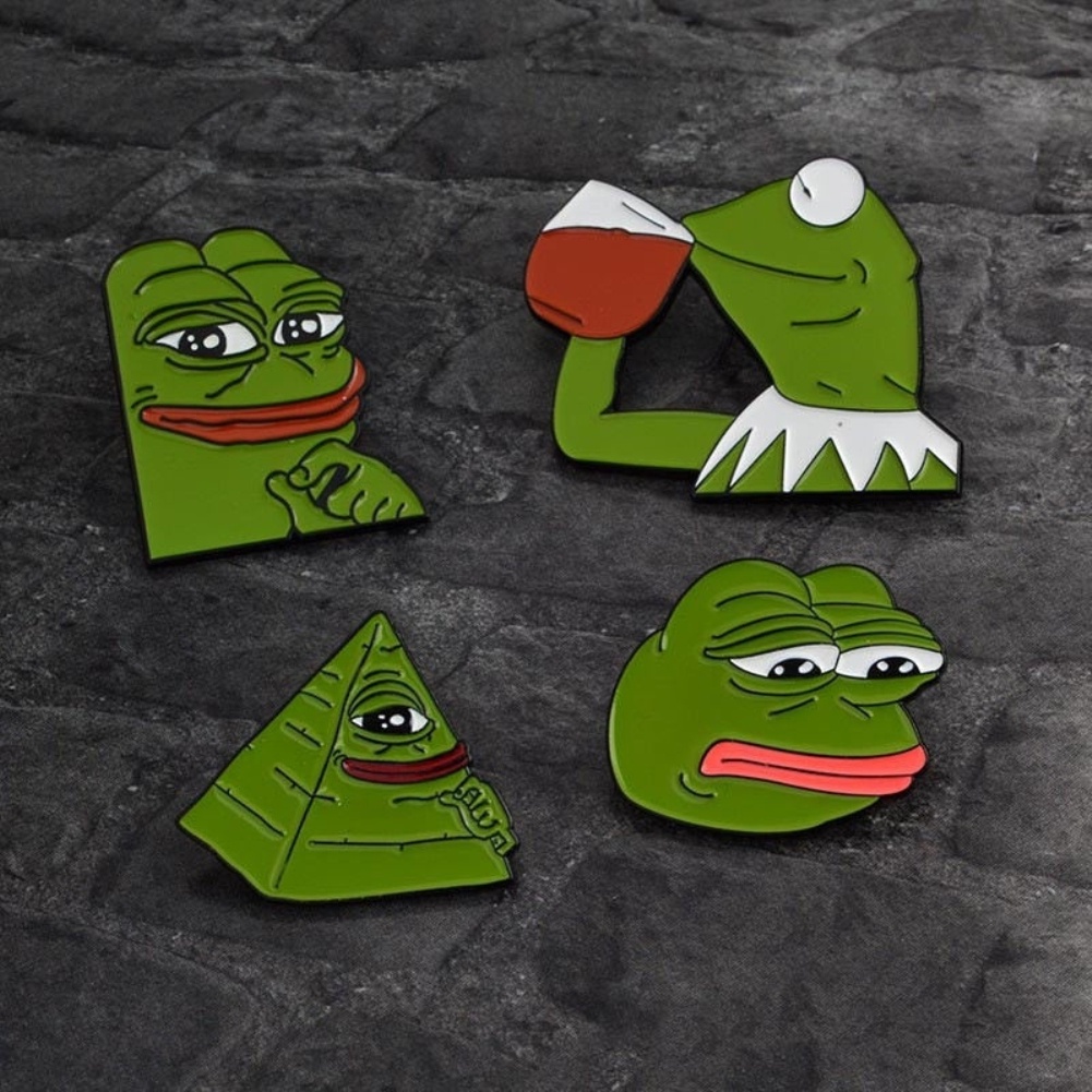 Huy hiệu cài áo họa tiết ếch hoạt hình pepe the Frog ngộ nghĩnh