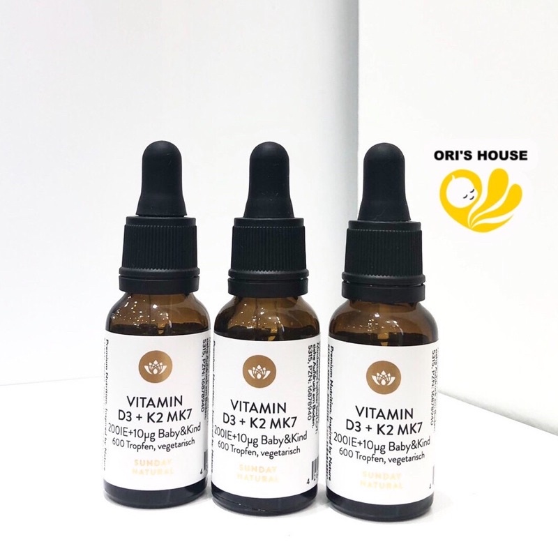 Vitamin D3 K2 Mk7 Sunday Natural 20ml Đức [Date 2023]