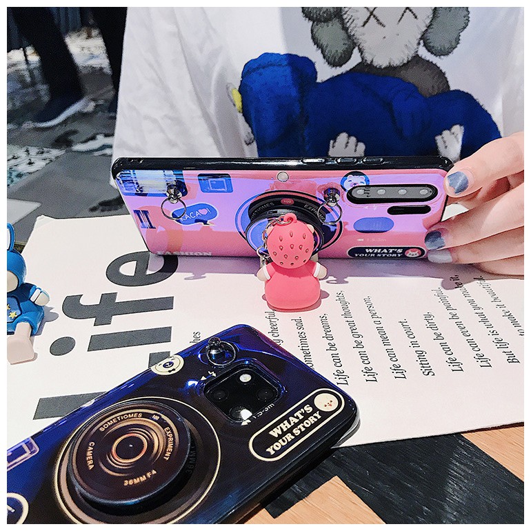 Ốp điện thoại silicone hình dạng camera có giá đỡ + dây đeo cho Samsung J2 J3 J4 J5 J6 J7 J8 pro prime plus 2017 2018