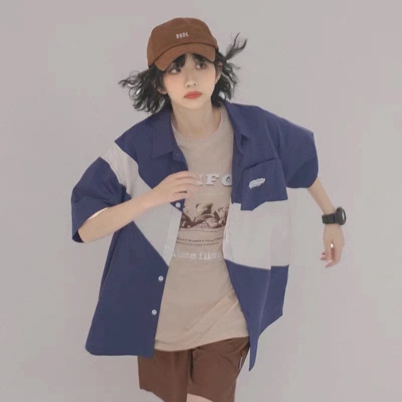 Áo Sơ Mi Tay Ngắn Dáng Rộng Màu Trơn Phối Túi Thời Trang Hàn Quốc Cho Nam