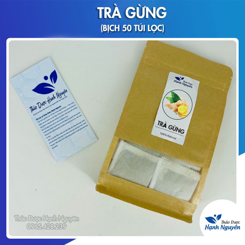 Trà gừng túi lọc, 50 túi x 3g, trà giảm cân, giảm mỡ bụng, đùi, làm ấm cơ thể - Thảo dược hạnh nguyên | BigBuy360 - bigbuy360.vn