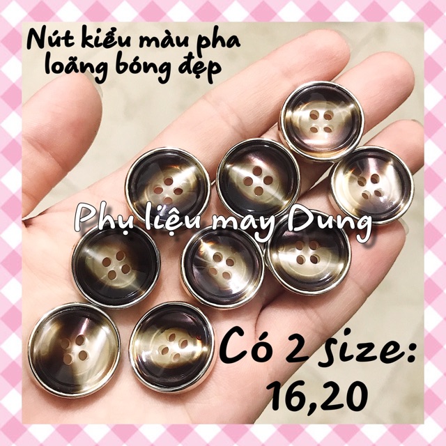 Nút 2 màu pha loãng bóng viền vàng
