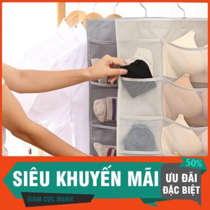 Túi vải đựng đồ lót và tất 2 mặt nhiều ngăn có móc treo tiện dụng