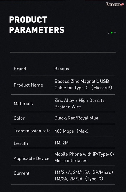 Cáp sạc từ tính Baseus Zinc Magnetic Cable Series 2 (Type C/ Micro/ Lightning)