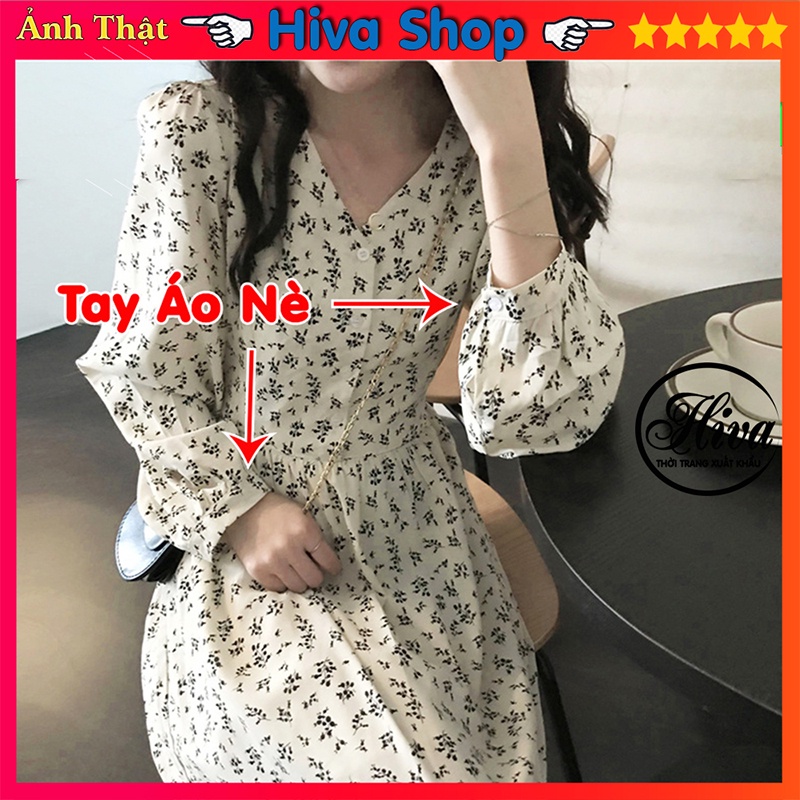 Váy hoa nhí vintage Cổ V Hoa Cỏ babydoll dài tay , Đầm Nữ Dự Tiếc Thiết Kế ulzzang (video/ảnh thật/sẵn)