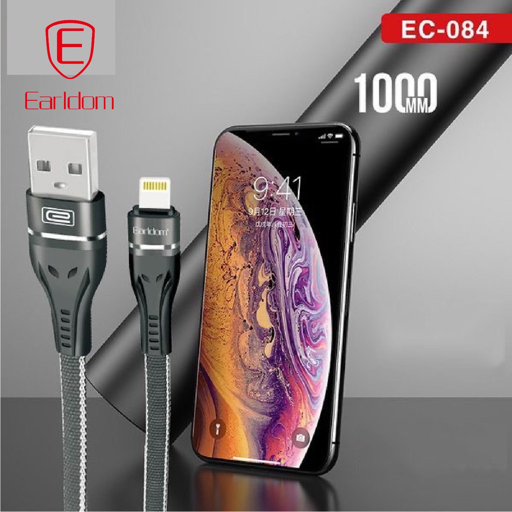 Cáp sạc hỗ trợ sạc nhanh 2.4A 1M Earldom EC-084 chính hãng