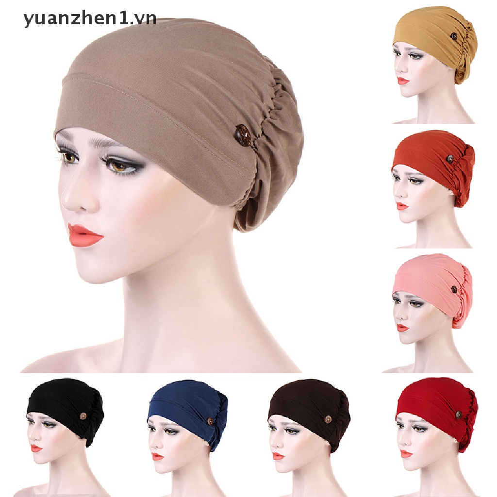 Mũ Trùm Đầu Kèm Khăn Đội Đầu 2 Nút Thời Trang Cho Nữ
