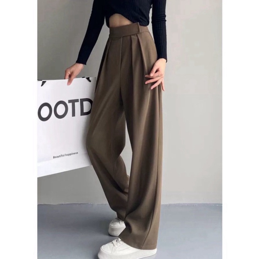 Quần Suông Cạp Cao Baggy GUMAX, Quần Ống Rộng Loe Culottes Nữ Dáng Xếp Ly Đẹp | WebRaoVat - webraovat.net.vn