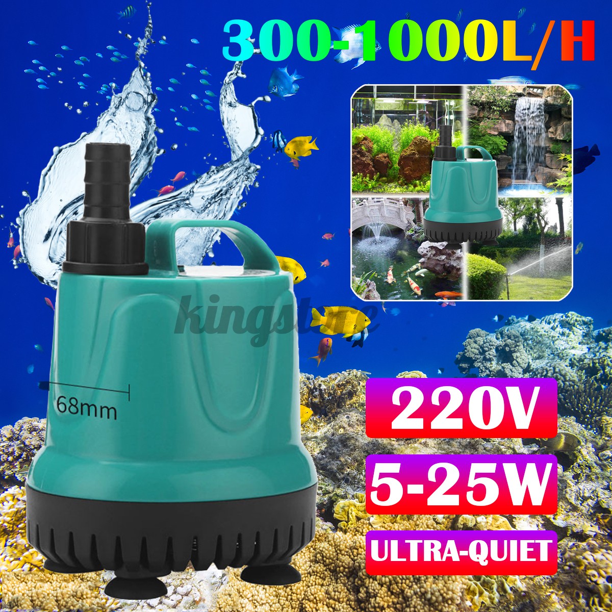 Máy Bơm Lọc Nước Mini 220v 1200L/ H Dành Cho Bể Cá