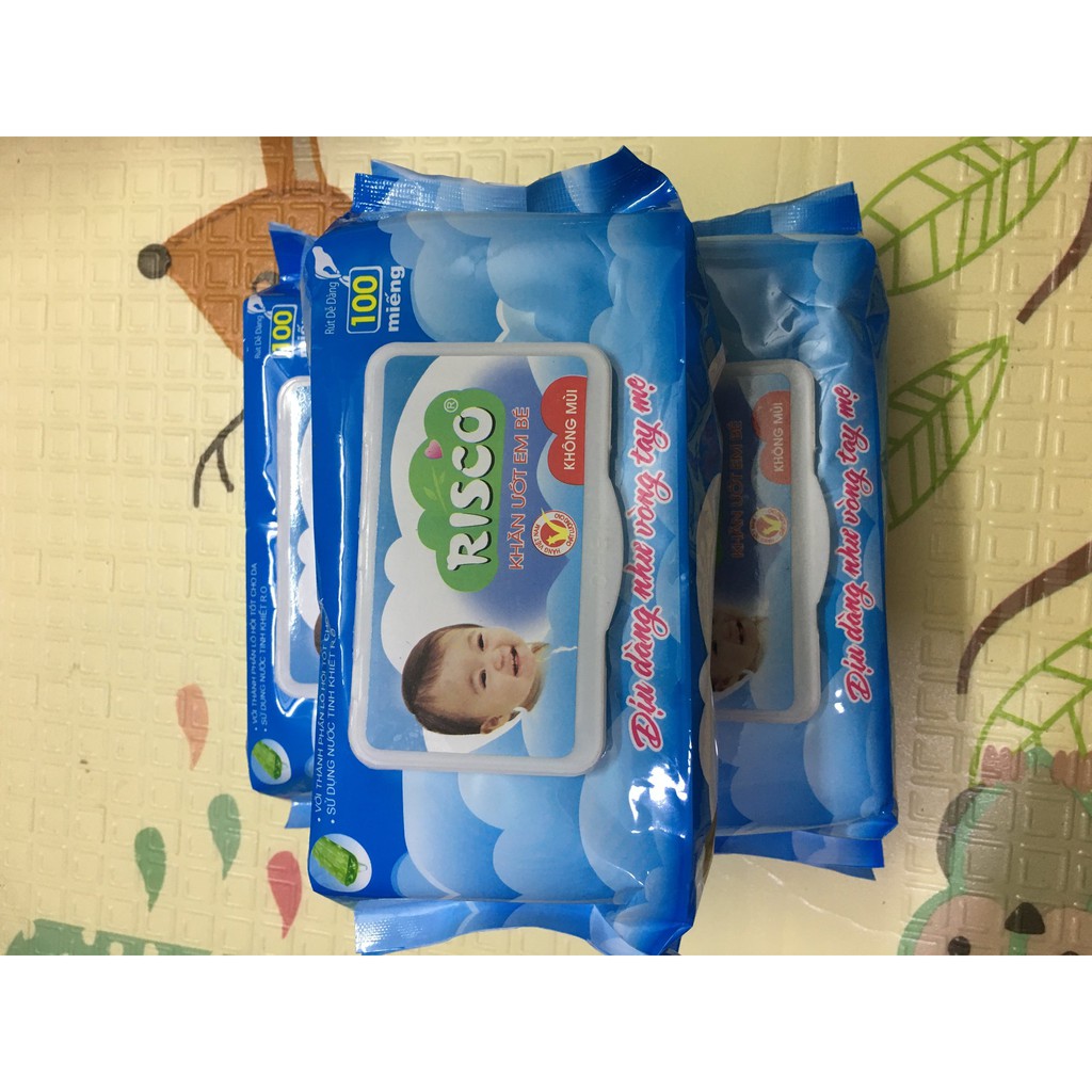 Combo 10 Gói Khăn giấy ướt không mùi Baby Risco 100 Tờ