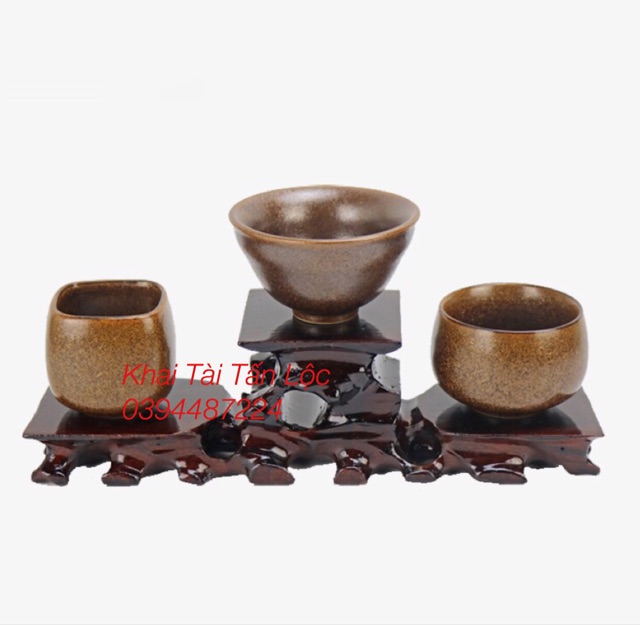 Đế gỗ 3 trụ tam sơn để đặt tượng , chậu bonsai trang trí